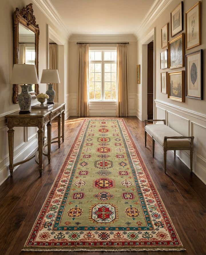 3' 1 x 15' 1 Hand Knotted Kazak Runner Rug