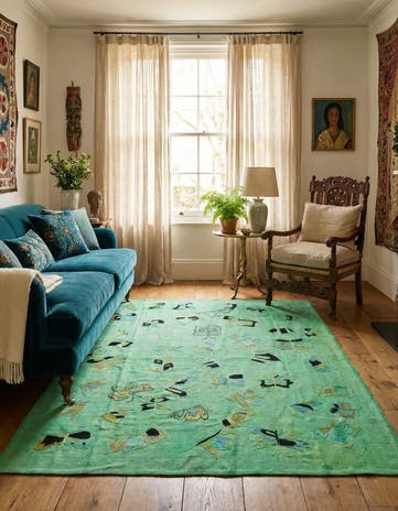 5' 8 x 7' 4 Hand Woven Kilim Suzani Wool Rug