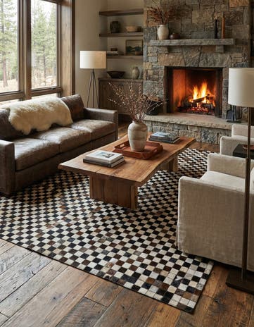 5' 1 x 8' 1 Cowhide Leather Rug