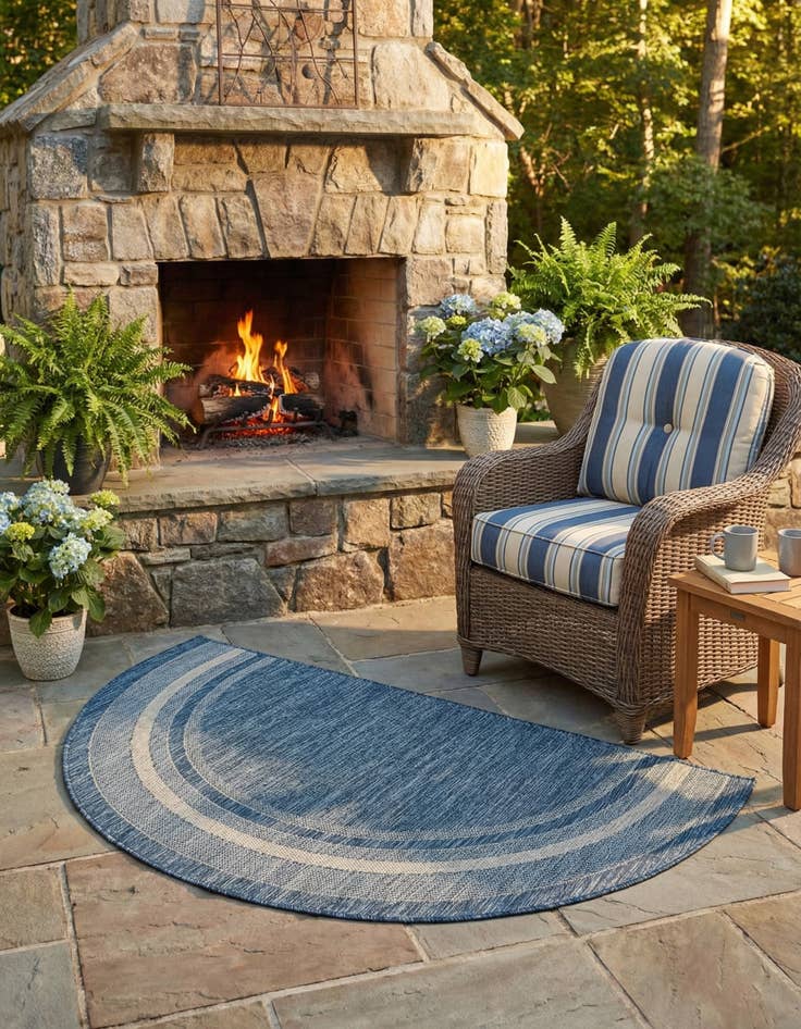 Detail image of 3' x 6'  Washable Border Indoor / Outdoor Hearth Rug