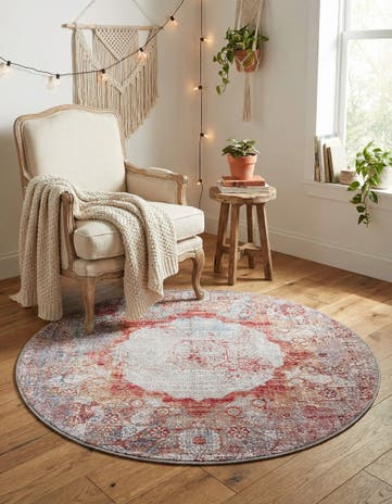 4' x 4' Washable Yara Round Rug