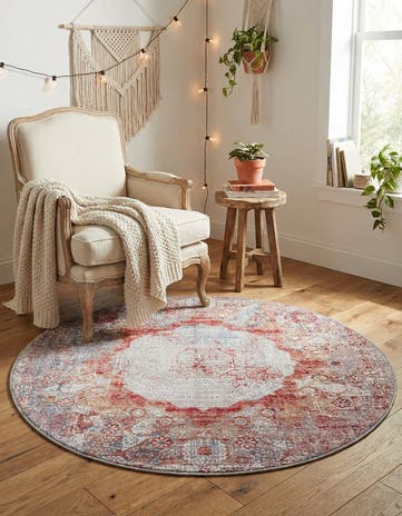 4' x 4' Washable Yara Round Rug