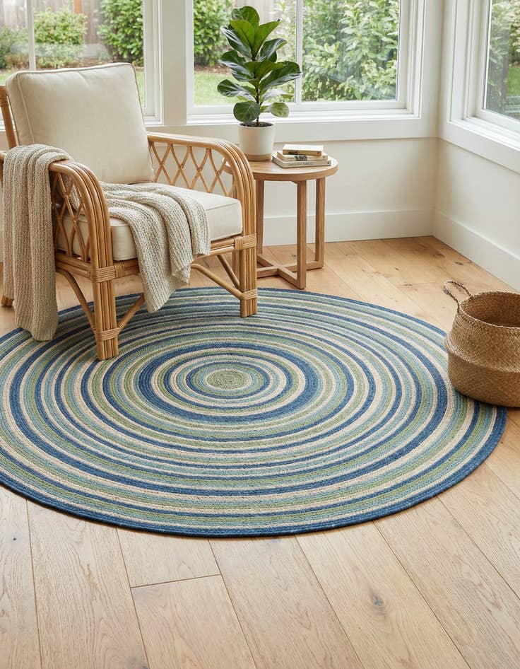 Detail image of  5' 3 x 5' 3  Washable Baja Indoor / Outdoor Round Rug