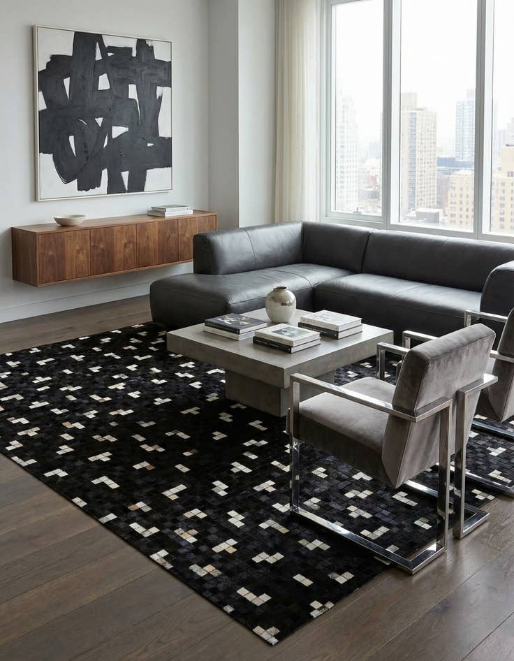 Detail image of 7' 11 x 9' 11 Cowhide - Patchwork Rug