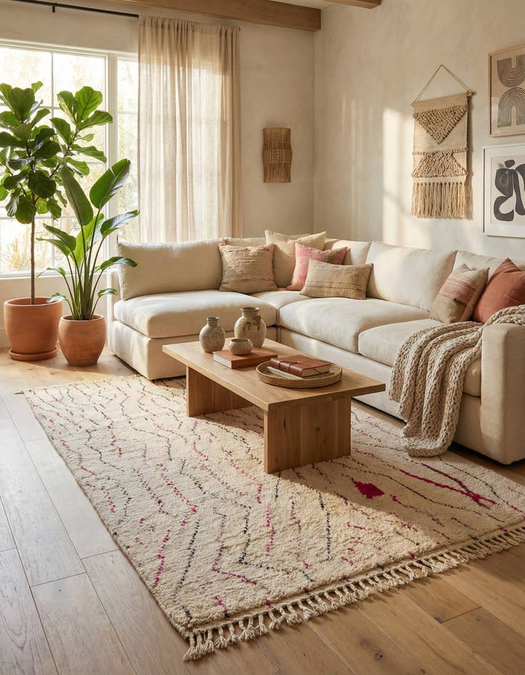 Detail image of 5' 10 x 9' 2  Hand Knotted Moroccan Wool Rug