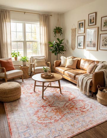 Rust Red Washable Timeless Rug