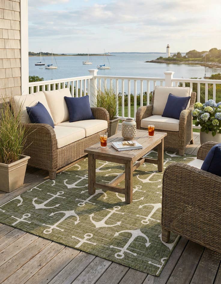 Detail image of 6' x 9'  Washable Coastal Indoor / Outdoor Rug