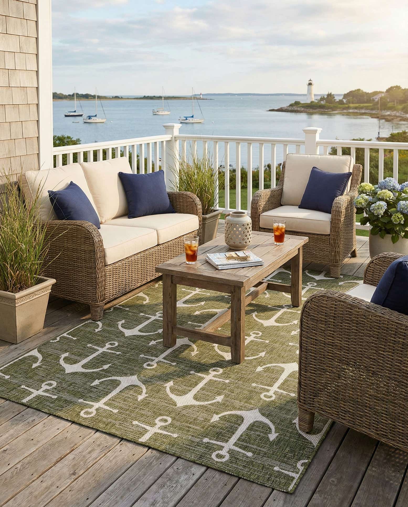 6' x 9' Easy-Clean Coastal Indoor / Outdoor Rug
