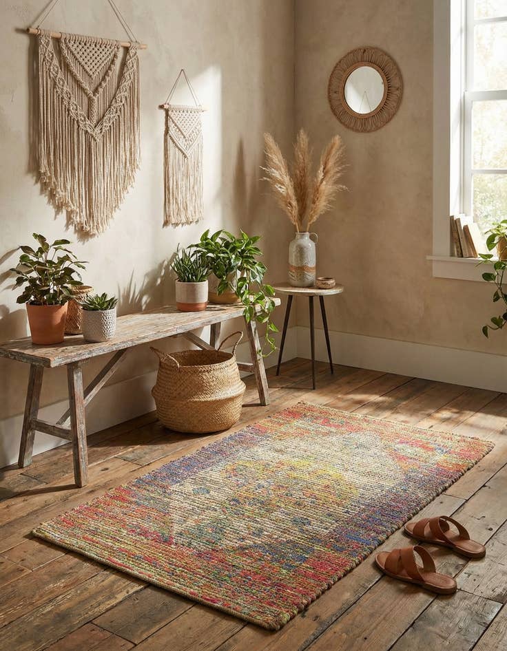 Detail image of  2' x 3' 1  Hand Woven Chenille Jute Rug