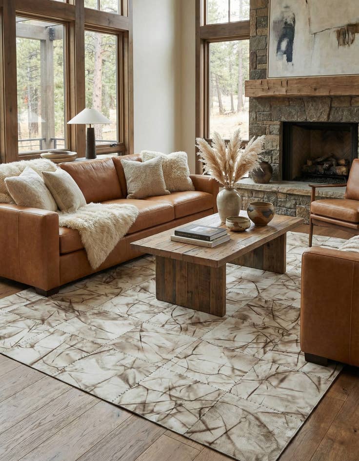 Detail image of 5' x 7' 11 Cowhide - Patchwork Rug