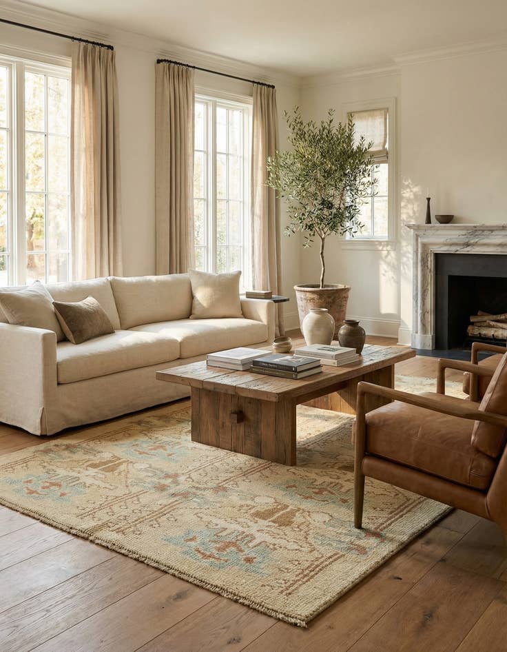 Detail image of 4' 6 x 8' 3  Hand Knotted Oushak Wool Runner Rug