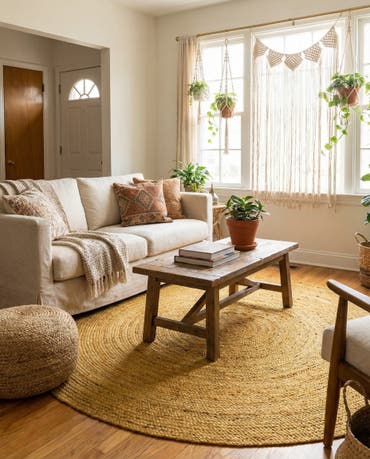  5' 1 x 5' 1  Hand Braided Jute Round Rug