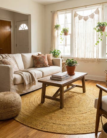 5' 1 x 5' 1 Handmade Braided Jute Round Rug