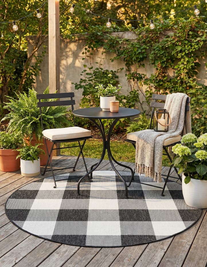 6' x 6' Easy-Clean Checkered Indoor / Outd...