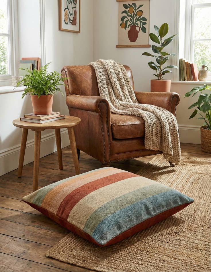 Detail image of 2' 4 x 2' 5  Hand Woven Pillow Wool Square Rug