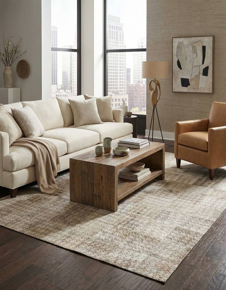 Detail image of 5' 3 x 7' 6 Cowhide Leather Rug