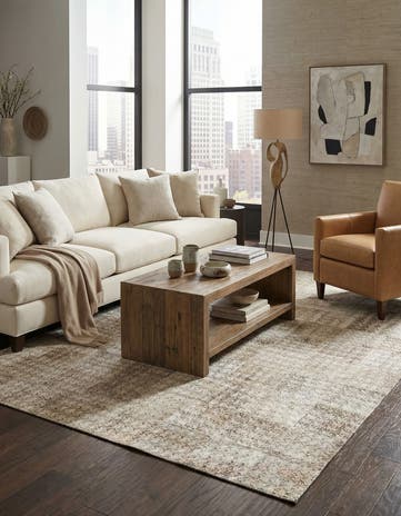 5' 3 x 7' 6 Cowhide Leather Rug