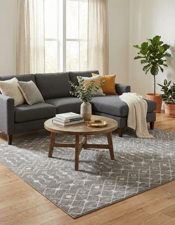 Gray Moroccan Trellis Square Rug
