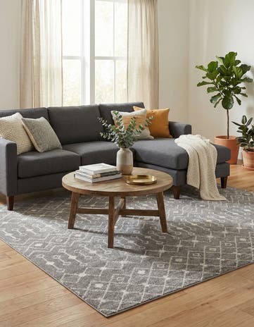 Gray Moroccan Trellis Square Rug