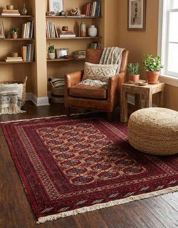 3' 5 x 4' 7 Hand Knotted Torkaman Wool Rug
