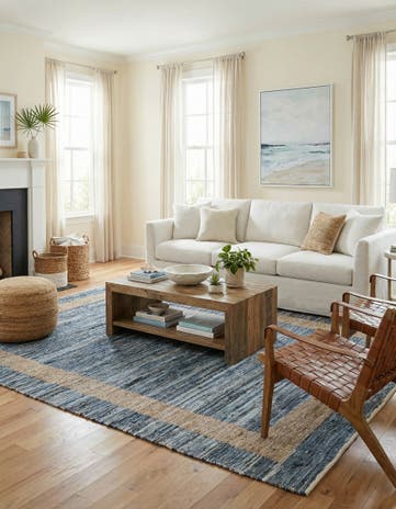 Navy Blue Hand Woven Chindi Jute Rug