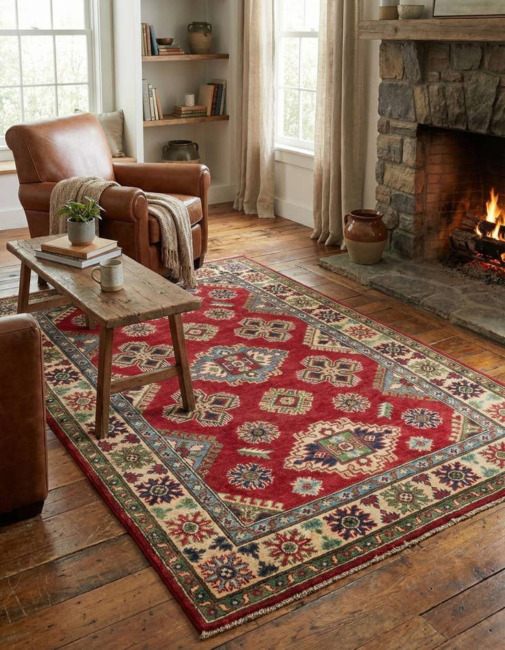 Detail image of 4' x 6' 2  Hand Knotted Kazak Rug