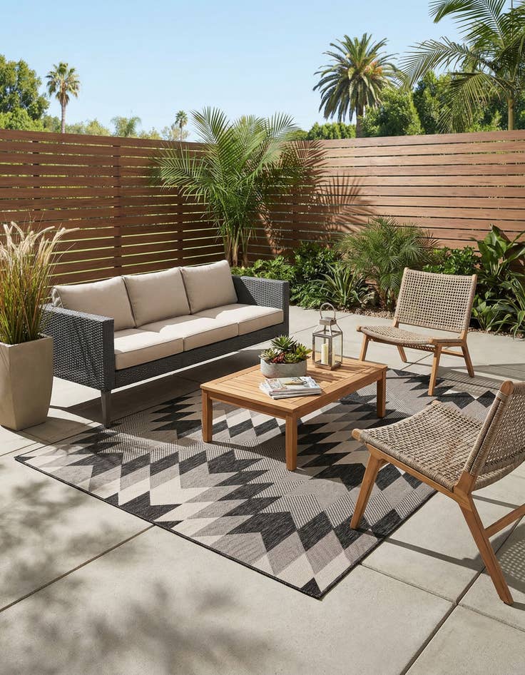 Detail image of 5' 3 x 8'  Washable Modern Indoor / Outdoor Rug