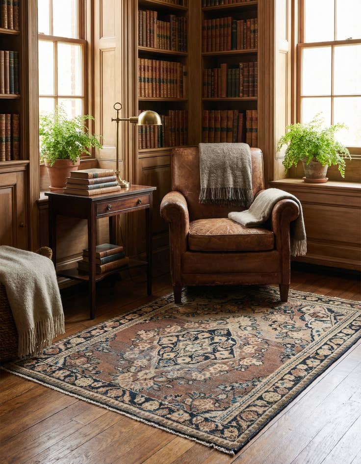 Detail image of 4' 2 x 5' 5  Hand Knotted Ultra Vintage Persian Wool Rug