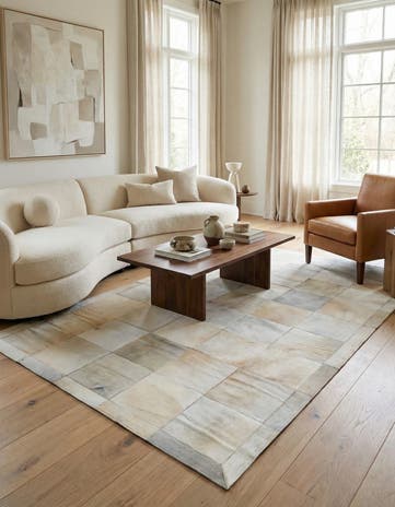 5' 2 x 8' Cowhide Leather Rug