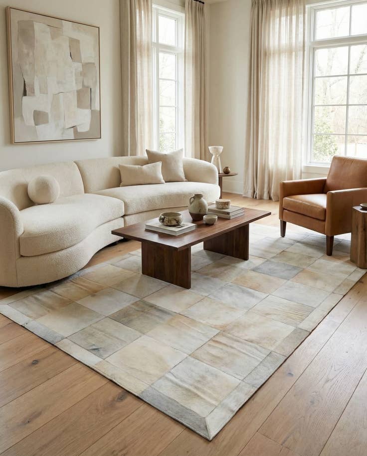 Detail image of 5' 2 x 8' Cowhide Leather Rug