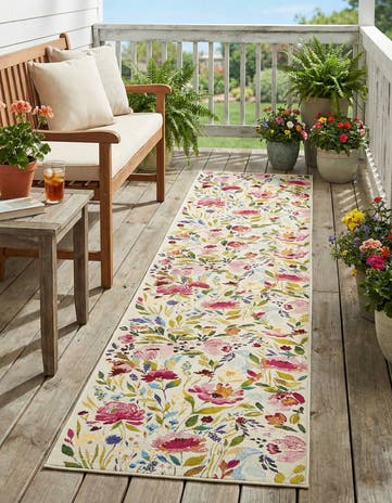 2' 7 x 12' Easy-Clean Botanical Indoor / Outdoor Runner Rug