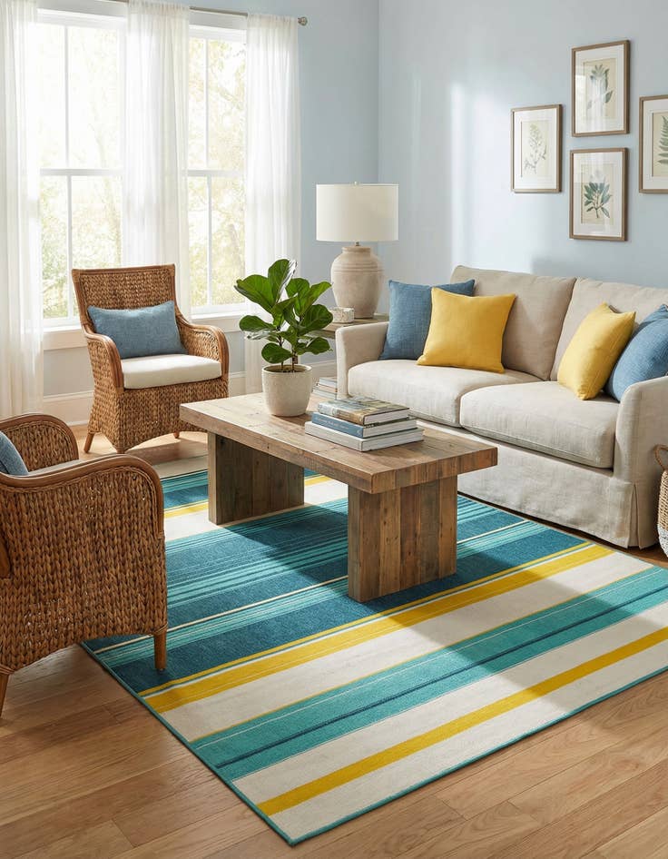 Detail image of  9' x 12'  Washable Border Indoor / Outdoor Rug