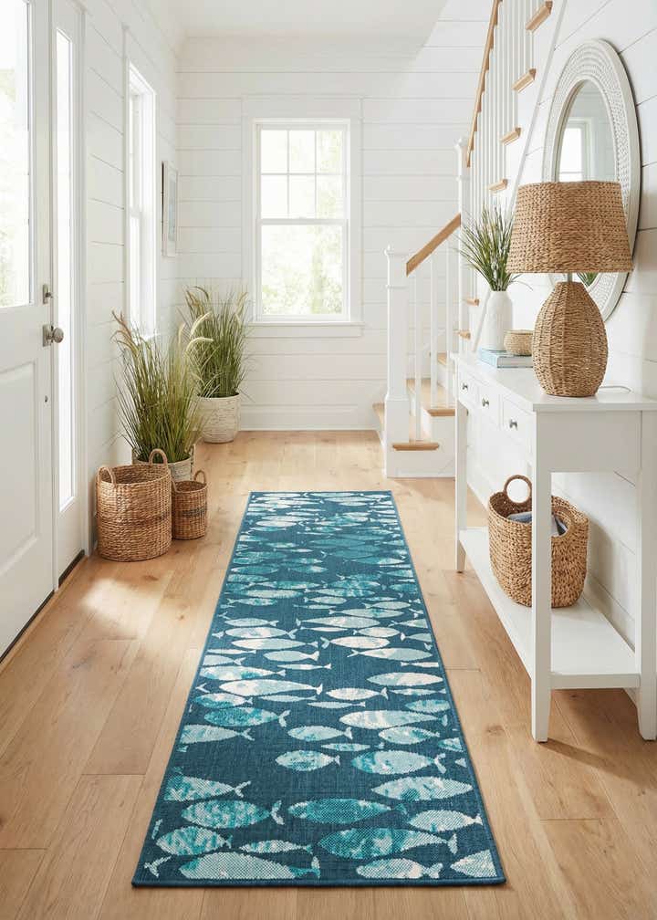 2' 7 x 10' Easy-Clean Coastal Indoor / Outdoor Runner Rug