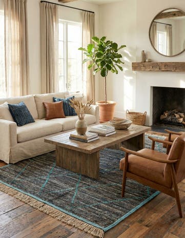 6' 1 x 9' 2 Hand Knotted Moroccan Wool Rug