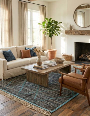 6' 1 x 9' 2 Hand Knotted Moroccan Wool Rug