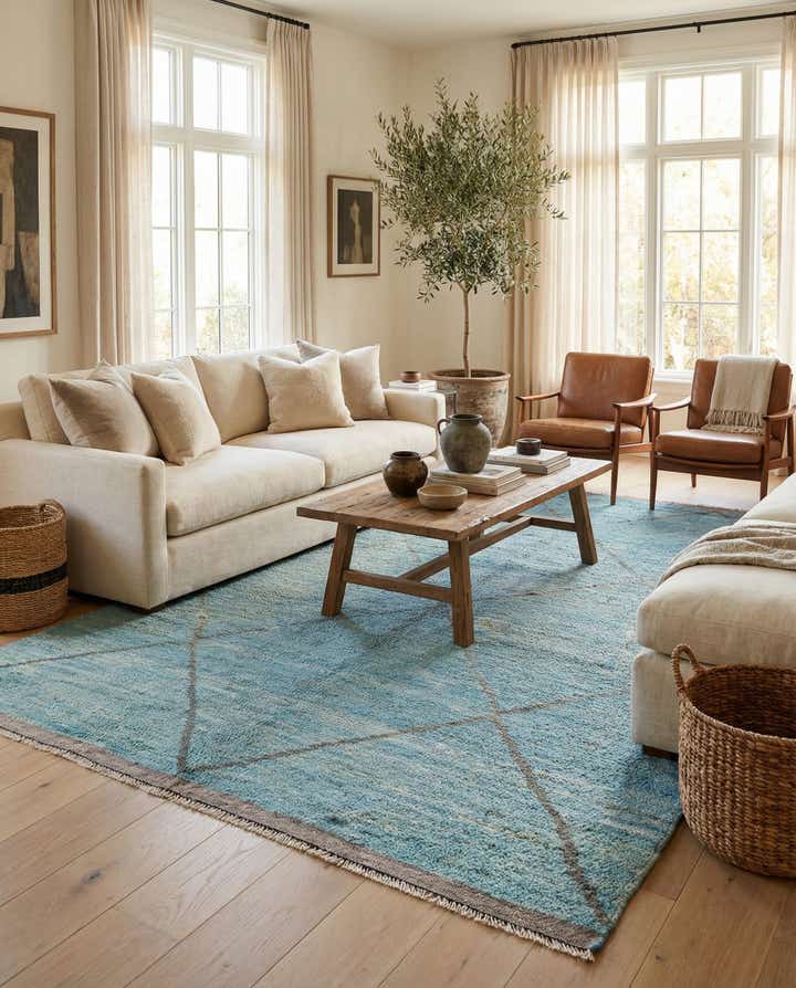 6' x 9' 7 Hand Knotted Moroccan Wool Rug