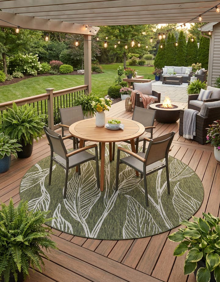 7' 10 x 7' 10 Easy-Clean Botanical Indoor / Outd...