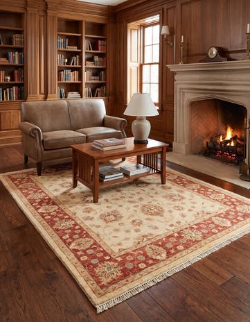 5' 2 x 6' 7 Hand Knotted Peshawar Ziegler Rug