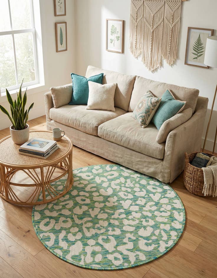 Detail image of 3' x 3'  Washable Safari Indoor / Outdoor Round Rug