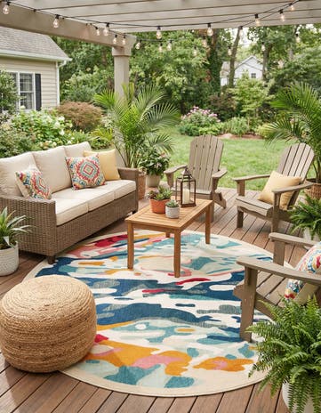 Easy-Clean Casablanca Indoor / Outdoor Round Rug