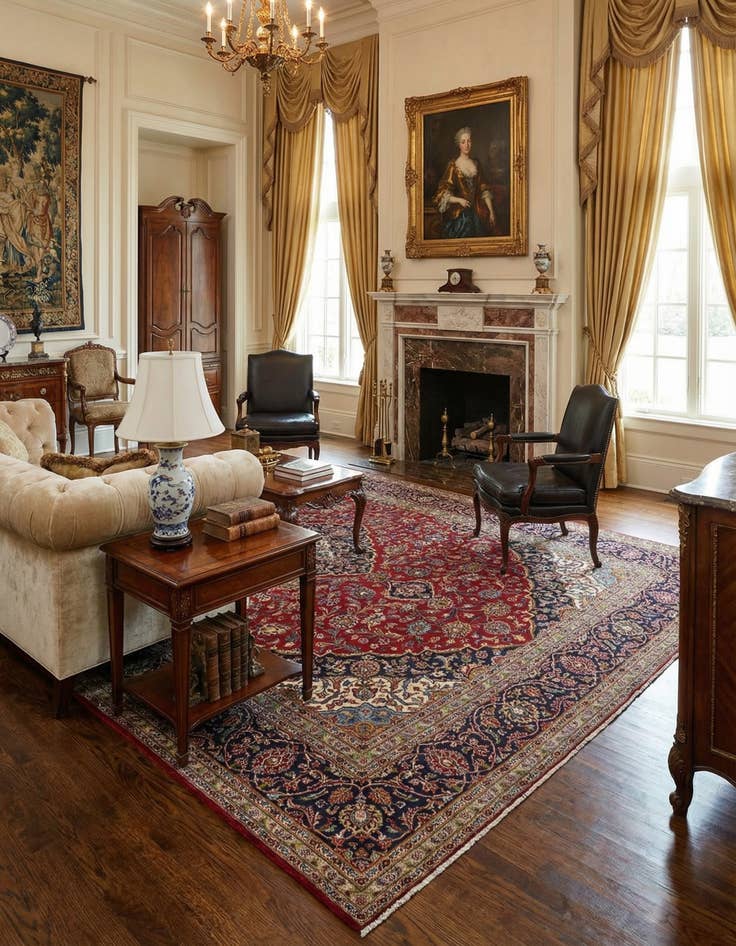 Detail image of  9' 9 x 13' 4  Hand Knotted Kashan Persian Wool Rug