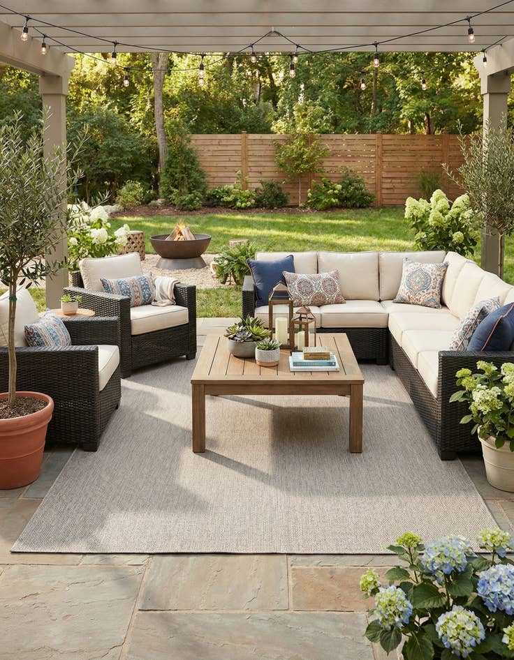 Detail image of  10' x 13'  Washable Solid Indoor / Outdoor Rug