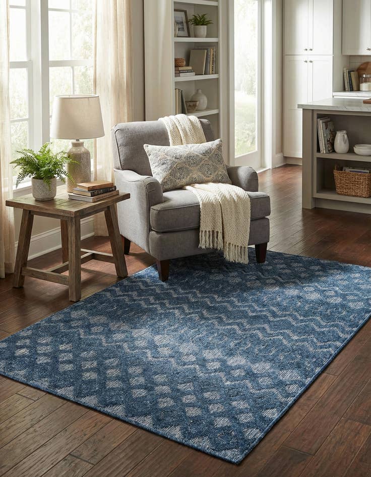Detail image of 4' x 6'  Washable Trellis Textured Indoor / Outdoor Rug