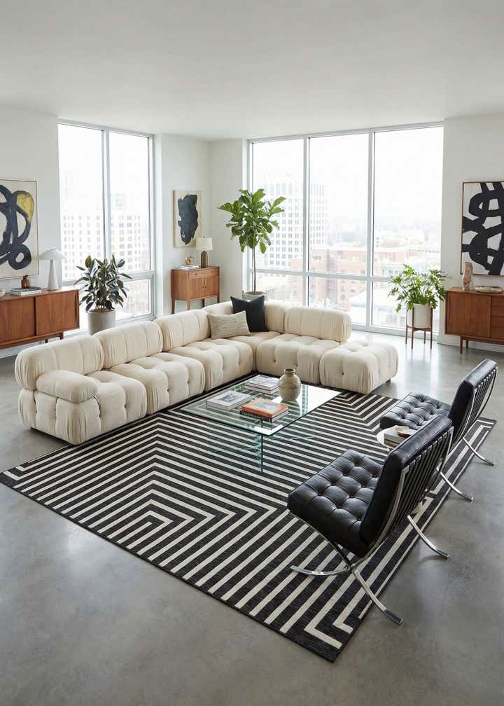 12' x 12' Easy-Clean Modern Indoor / Outdoor Square Rug