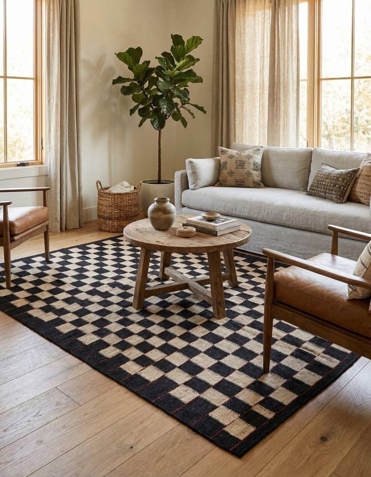 Detail image of 4' 2 x 5' 10  Hand Woven Kilim Modern Wool Rug