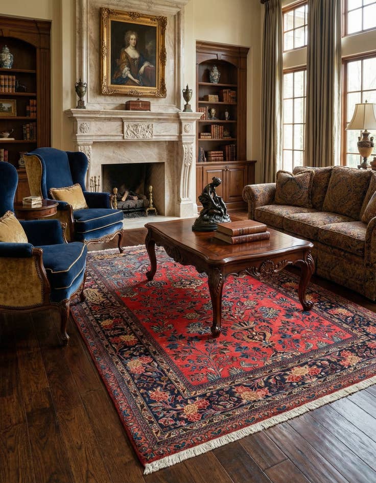 Detail image of  4' 6 x 6' 7 Kashan Wool Rug