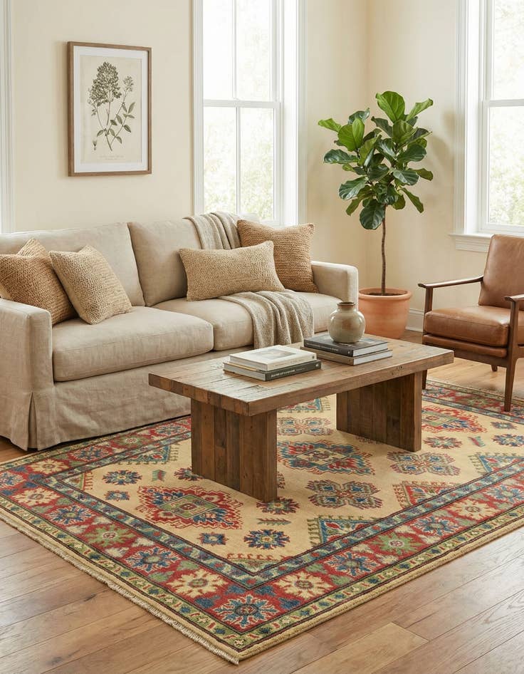 Detail image of 4' 2 x 6'  Hand Knotted Kazak Rug