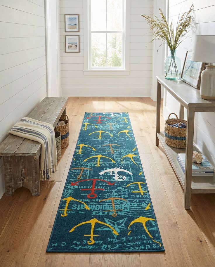 Detail image of 2' 7 x 12' Easy-Clean Coastal Indoor / Outdoor Runner Rug