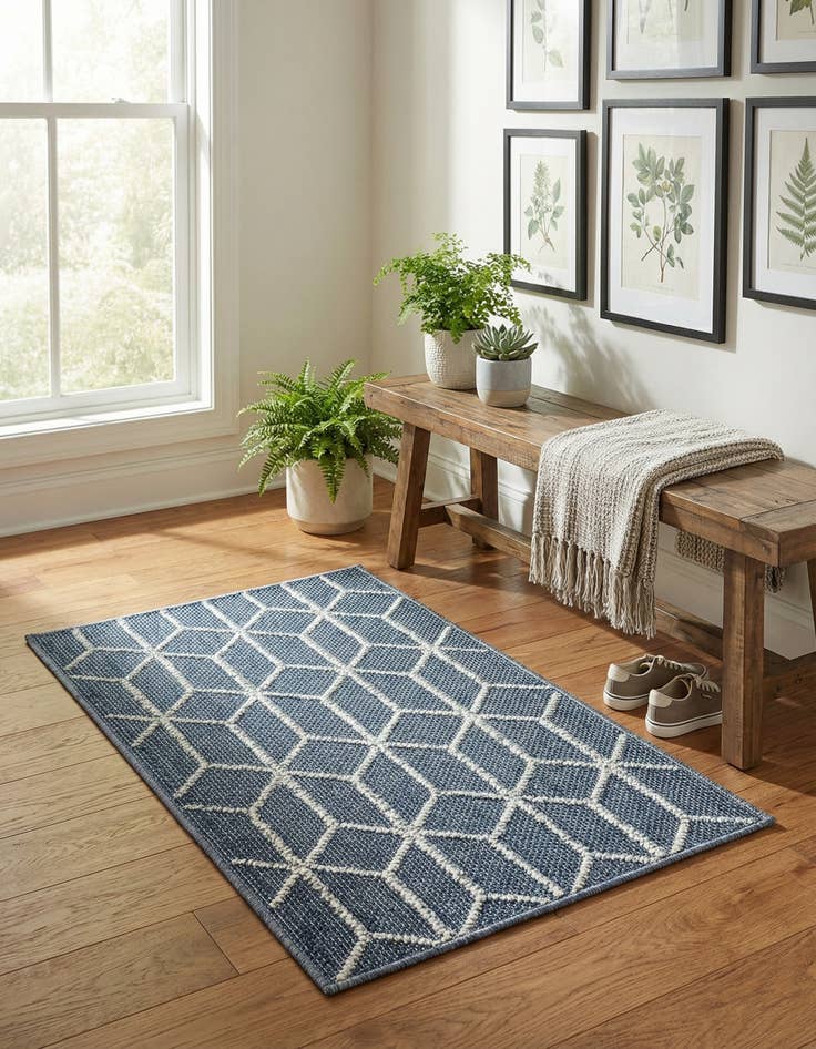 Detail image of 2' x 3' 1  Washable Trellis Indoor / Outdoor Rug