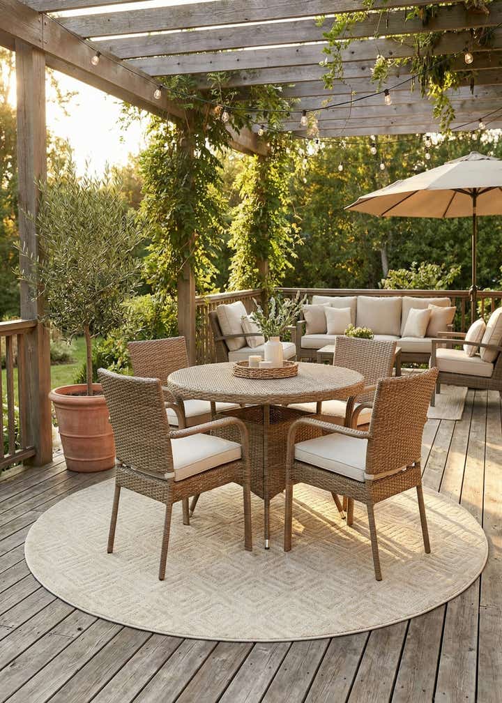 7' 10 x 7' 10 Easy-Clean Sabrina Soto Indoor / Outdoor Round Rug